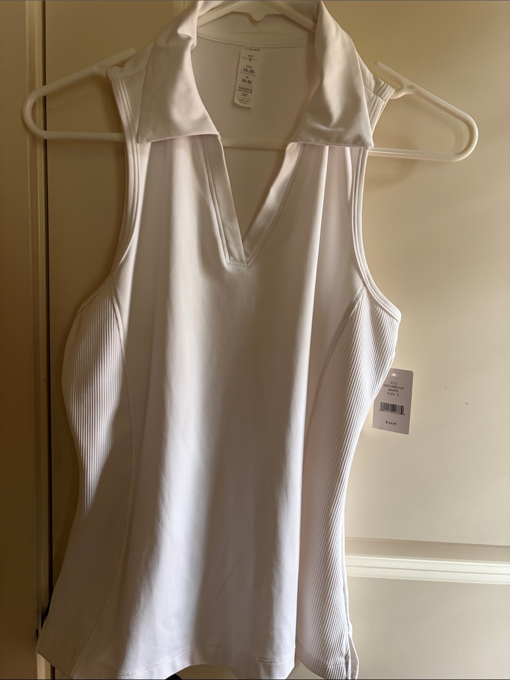 White Sleeveless Polo Tank Top